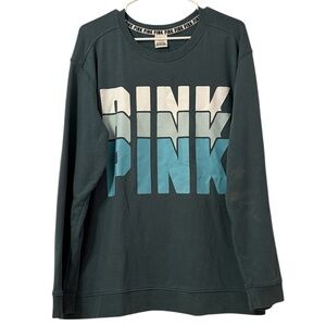PINK Teal Varsity Campus Logo Athletic Sweatshirt